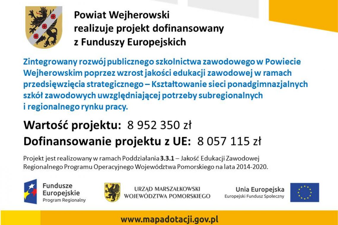 PROJEKT POWIATU WEJHEROWSKIEGO  NR RPPM.03.03.01-22-0005/16-00